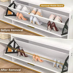 VECELO Storage Bench, 2-Tier Flip Drawers for Entryway Shoe Rack Organizer, Removable Seat Cushion