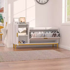 VECELO Storage Bench, 2-Tier Flip Drawers for Entryway Shoe Rack Organizer, Removable Seat Cushion