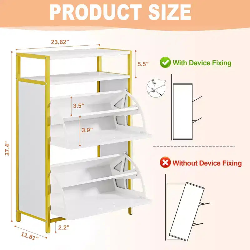 VECELO Storage Bench, 2-Tier Flip Drawers for Entryway Shoe Rack Organizer, Removable Seat Cushion