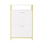 VECELO Storage Bench, 2-Tier Flip Drawers for Entryway Shoe Rack Organizer, Removable Seat Cushion