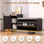 VECELO Storage Bench, 2-Tier Flip Drawers for Entryway Shoe Rack Organizer, Removable Seat Cushion