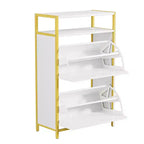 VECELO Storage Bench, 2-Tier Flip Drawers for Entryway Shoe Rack Organizer, Removable Seat Cushion