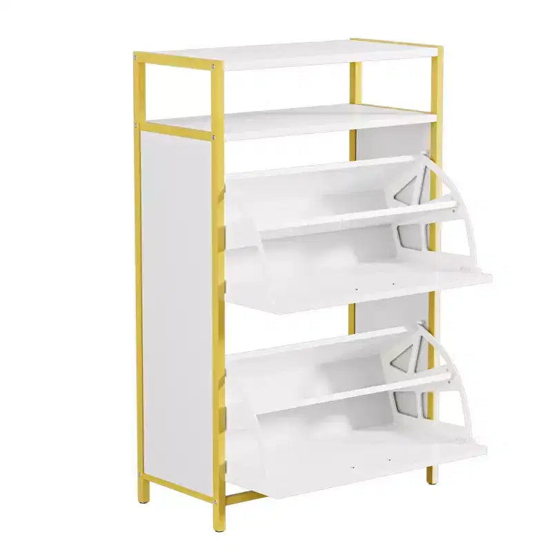 VECELO Storage Bench, 2-Tier Flip Drawers for Entryway Shoe Rack Organizer, Removable Seat Cushion
