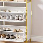 VECELO Storage Bench, 2-Tier Flip Drawers for Entryway Shoe Rack Organizer, Removable Seat Cushion