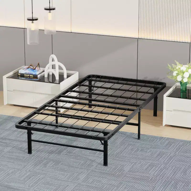 FDW Struttura Letto in Metallo, Base Piattaforma Letto da 14 Pollici, Sostituzione Rete a Doghe, Struttura Robusta in Acciaio, Silenziosa
