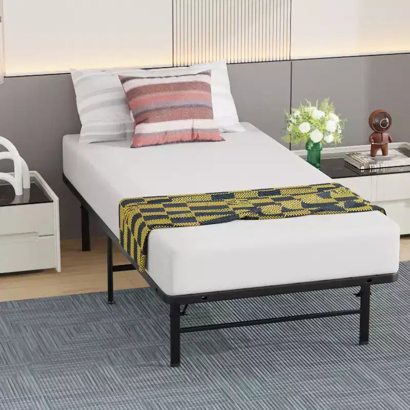 FDW Struttura Letto in Metallo, Base Piattaforma Letto da 14 Pollici, Sostituzione Rete a Doghe, Struttura Robusta in Acciaio, Silenziosa