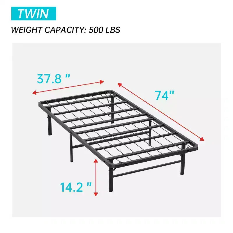 FDW Struttura Letto in Metallo, Base Piattaforma Letto da 14 Pollici, Sostituzione Rete a Doghe, Struttura Robusta in Acciaio, Silenziosa