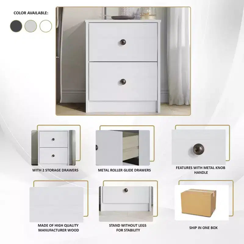 ChaletPosh 2 Drawers Nightstand