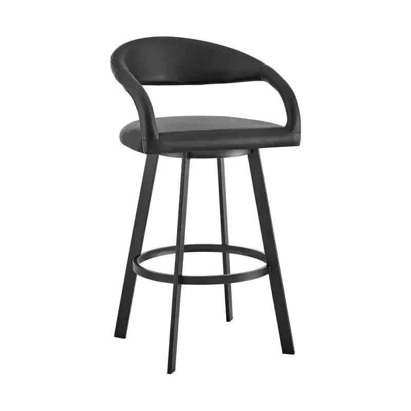 Armen Living 26 Ramona Iron and Faux Leather Swivel Counter Height Barstool