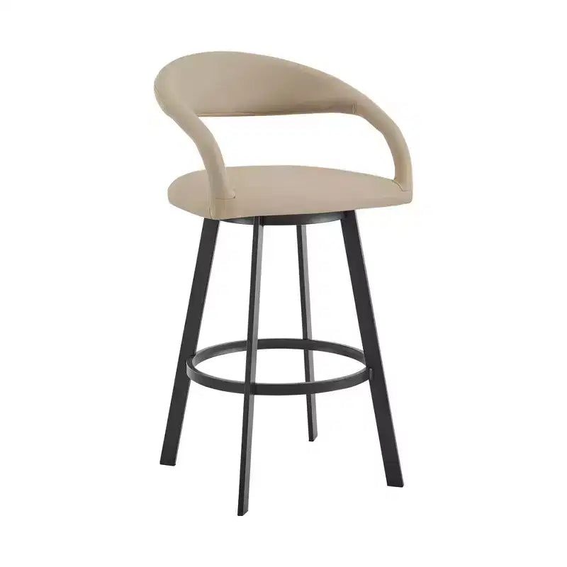 Armen Living 26 Ramona Iron and Faux Leather Swivel Counter Height Barstool