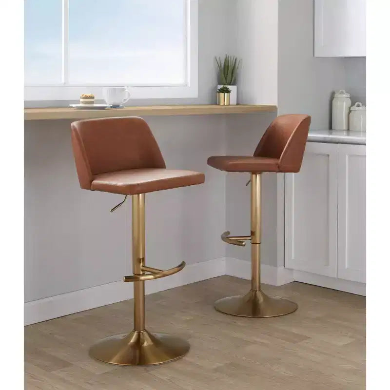 LumiSource Set of 2 Toriano Adjustable Swivel Barstools
