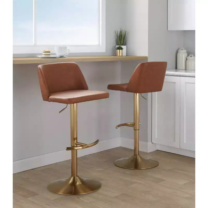 LumiSource Set of 2 Toriano Adjustable Swivel Barstools