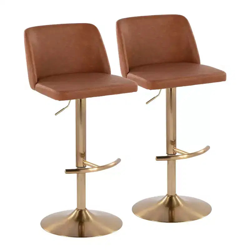 LumiSource Set of 2 Toriano Adjustable Swivel Barstools