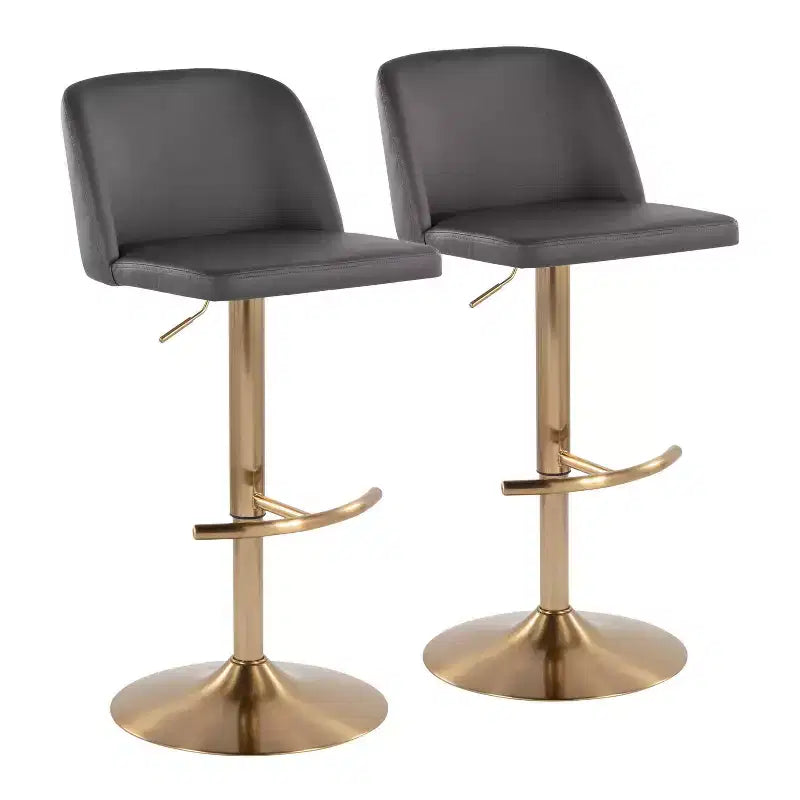 LumiSource Set of 2 Toriano Adjustable Swivel Barstools