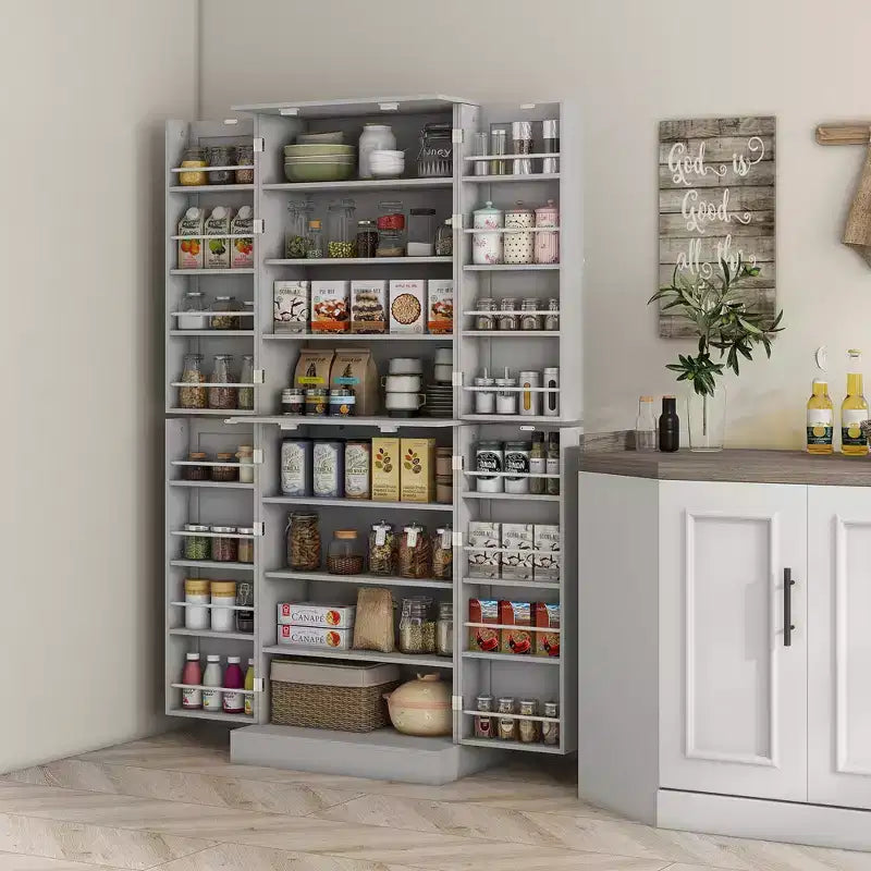 HOMCOM 65 Kitchen Pantry Cabinet, Modern Storage Cabinet with Doors and Shelves, Freestanding Cupboard for Dining Room