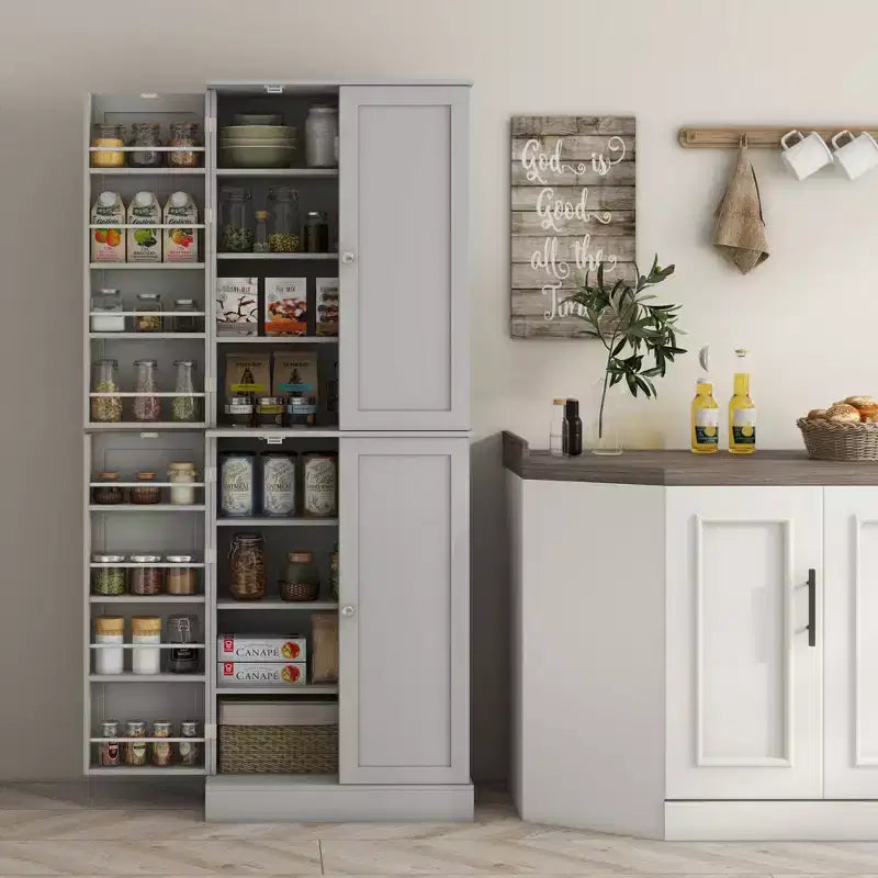 HOMCOM 65 Kitchen Pantry Cabinet, Modern Storage Cabinet with Doors and Shelves, Freestanding Cupboard for Dining Room