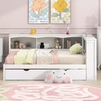 Twin Size Daybed with Trundle/2 Drawers, Storage Cabinets and USB Ports 4B - ModernLuxe