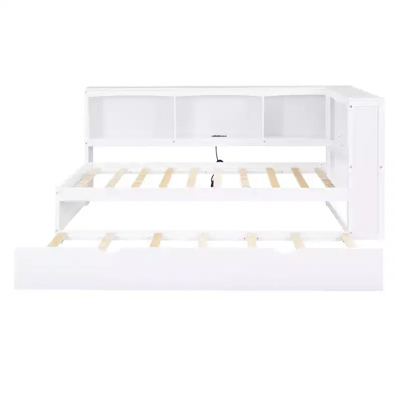 Twin Size Daybed with Trundle/2 Drawers, Storage Cabinets and USB Ports 4B - ModernLuxe