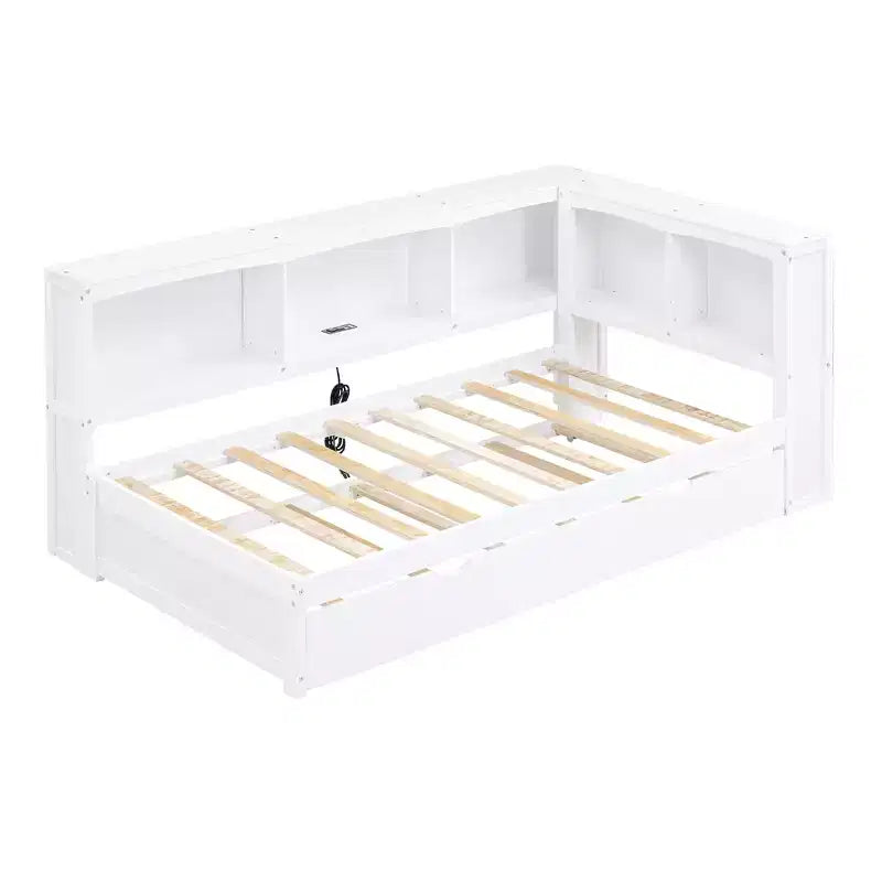 Twin Size Daybed with Trundle/2 Drawers, Storage Cabinets and USB Ports 4B - ModernLuxe