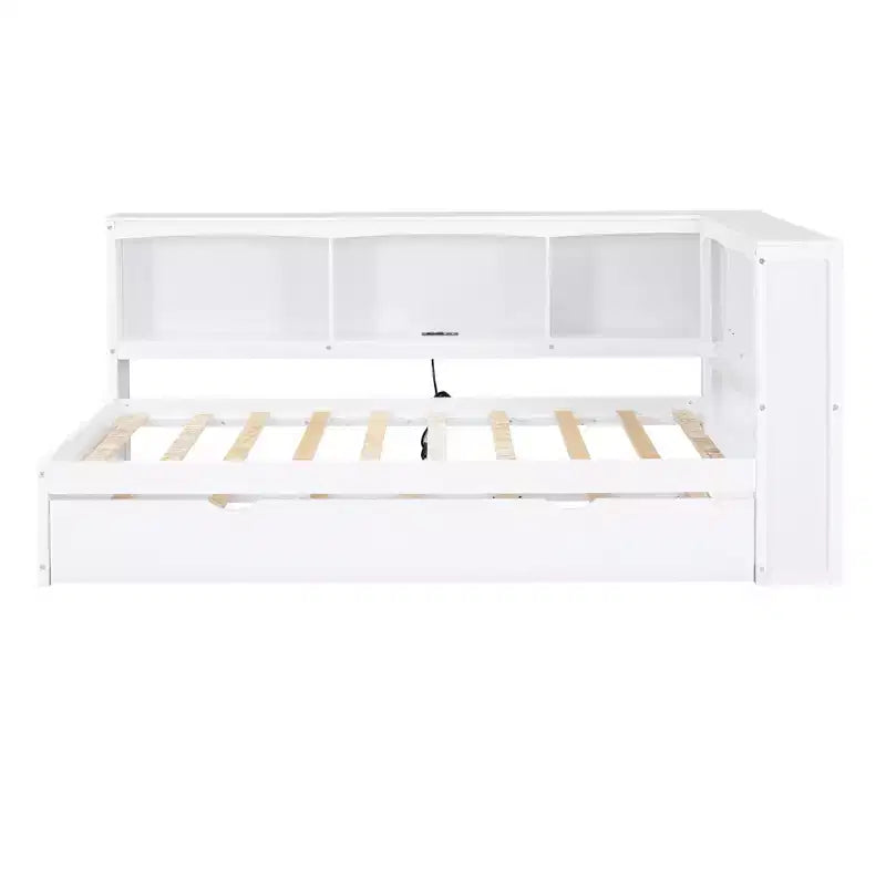 Twin Size Daybed with Trundle/2 Drawers, Storage Cabinets and USB Ports 4B - ModernLuxe