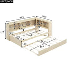 Twin Size Daybed with Trundle/2 Drawers, Storage Cabinets and USB Ports 4B - ModernLuxe