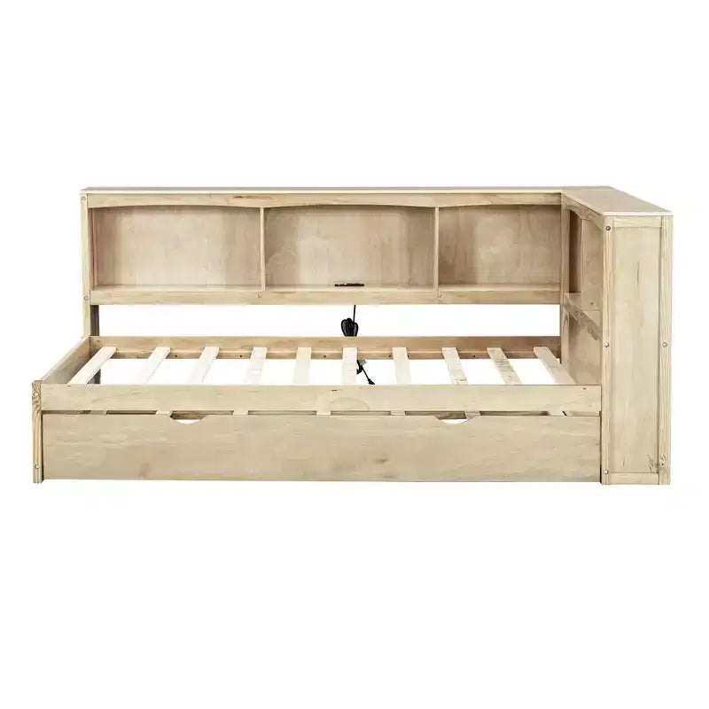 Twin Size Daybed with Trundle/2 Drawers, Storage Cabinets and USB Ports 4B - ModernLuxe