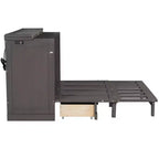 ModernLuxe Queen/Full Size Wooden Murphy Bed, Space-Saving Foldable Cabinet Bed with USB Charging Station & Storage Drawers