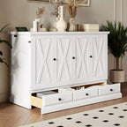 ModernLuxe Queen/Full Size Wooden Murphy Bed, Space-Saving Foldable Cabinet Bed with USB Charging Station & Storage Drawers