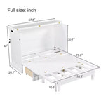 ModernLuxe Queen/Full Size Wooden Murphy Bed, Space-Saving Foldable Cabinet Bed with USB Charging Station & Storage Drawers
