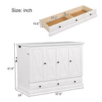 ModernLuxe Queen/Full Size Wooden Murphy Bed, Space-Saving Foldable Cabinet Bed with USB Charging Station & Storage Drawers