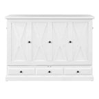 ModernLuxe Queen/Full Size Wooden Murphy Bed, Space-Saving Foldable Cabinet Bed with USB Charging Station & Storage Drawers