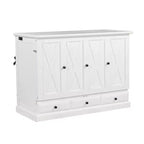 ModernLuxe Queen/Full Size Wooden Murphy Bed, Space-Saving Foldable Cabinet Bed with USB Charging Station & Storage Drawers