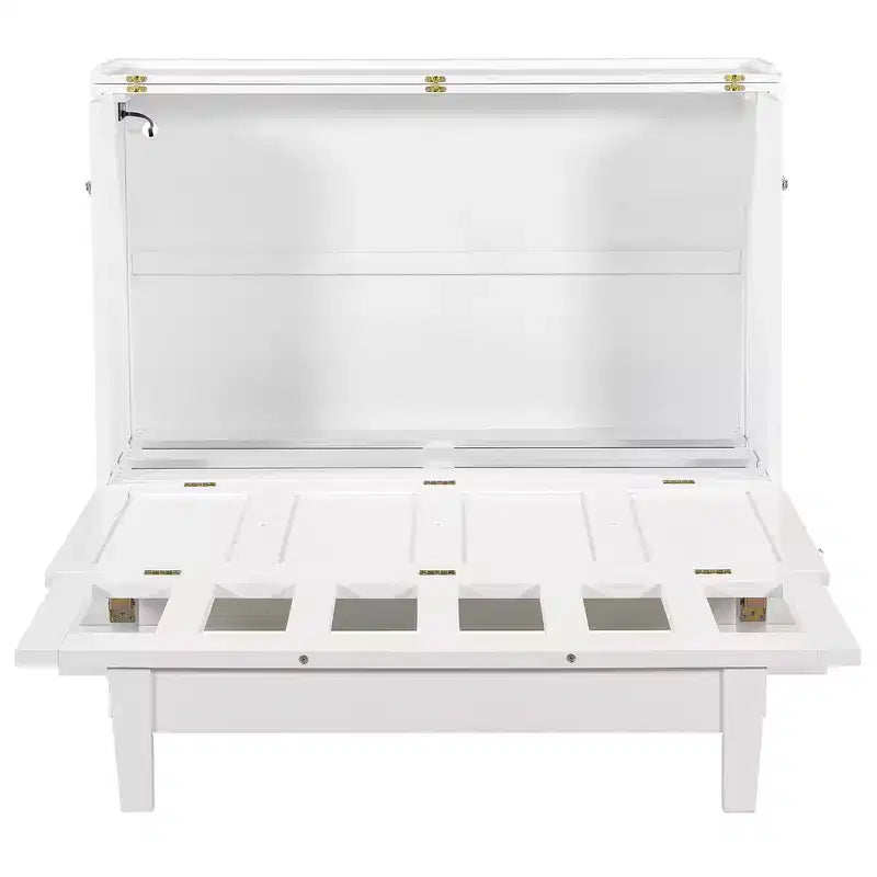 ModernLuxe Queen/Full Size Wooden Murphy Bed, Space-Saving Foldable Cabinet Bed with USB Charging Station & Storage Drawers