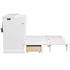 ModernLuxe Queen/Full Size Wooden Murphy Bed, Space-Saving Foldable Cabinet Bed with USB Charging Station & Storage Drawers