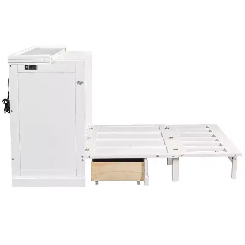ModernLuxe Queen/Full Size Wooden Murphy Bed, Space-Saving Foldable Cabinet Bed with USB Charging Station & Storage Drawers
