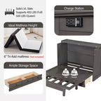 ModernLuxe Queen/Full Size Wooden Murphy Bed, Space-Saving Foldable Cabinet Bed with USB Charging Station & Storage Drawers