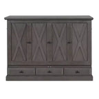 ModernLuxe Queen/Full Size Wooden Murphy Bed, Space-Saving Foldable Cabinet Bed with USB Charging Station & Storage Drawers