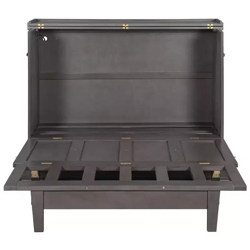 ModernLuxe Queen/Full Size Wooden Murphy Bed, Space-Saving Foldable Cabinet Bed with USB Charging Station & Storage Drawers