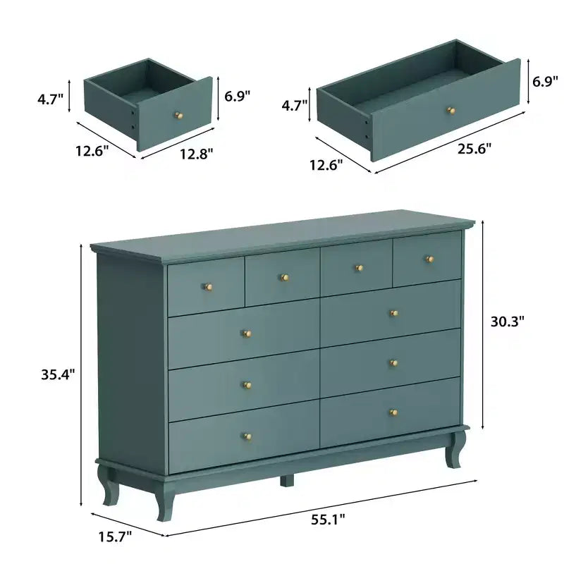 Famapy Versatile 10 - Drawer Cabinet Dresser Chest: Ample Storage, Elegant Design Ideal for Any Room