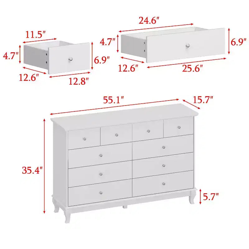 Famapy Versatile 10 - Drawer Cabinet Dresser Chest: Ample Storage, Elegant Design Ideal for Any Room