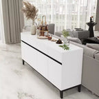Famapy White Modern 4 Doors Sideboard Buffet With 4 Storage Drawers