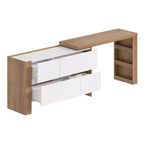 Famapy Brown and White Rotatable Make up Vanity Table With Storage Drawers