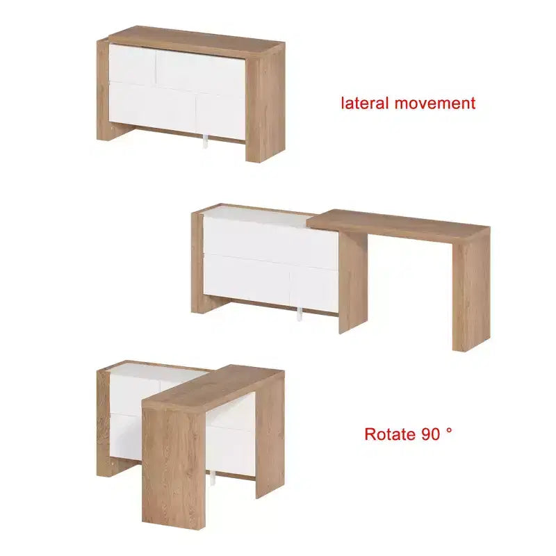 Famapy Brown and White Rotatable Make up Vanity Table With Storage Drawers