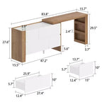 Famapy Brown and White Rotatable Make up Vanity Table With Storage Drawers