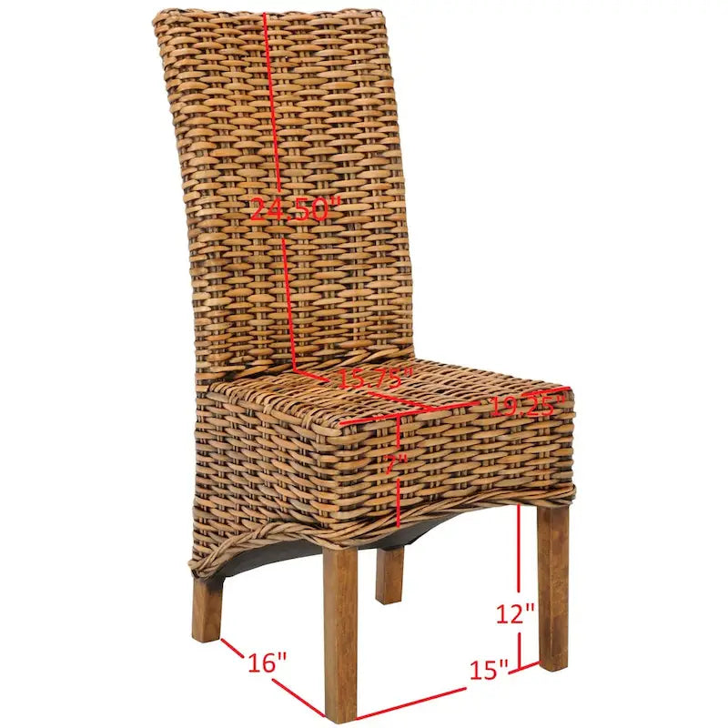 SAFAVIEH Kathi Isla Sedia da pranzo alta in vimini marrone (Set di 2) - 18,5 x 20,9 x 42,1 - 19Lx21Px42H
