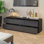 Famapy Sophisticated Black Striped 6 - Drawer Cabinet / Dresser / TV Stand: A Blend of Style and Function for Multiple Uses