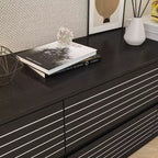 Famapy Sophisticated Black Striped 6 - Drawer Cabinet / Dresser / TV Stand: A Blend of Style and Function for Multiple Uses