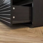 Famapy Sophisticated Black Striped 6 - Drawer Cabinet / Dresser / TV Stand: A Blend of Style and Function for Multiple Uses