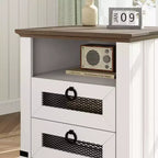 Garvee Farmhouse Nightstand 18 inch Side Table with Charging Station Bedside Table with 2 Drawer and 2 USB Ports End Table with Open Cubby