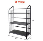 Metal Utility Bookcase Bookshelf Rack Black Finish